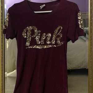 Maroon Pink Short Sleeve Top
